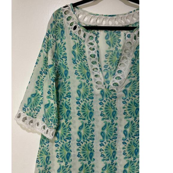 Calypso Christiane Celle Women's Size 2 Cotton Tunic Cover Up Top Vintage Multi - Picture 4 of 13